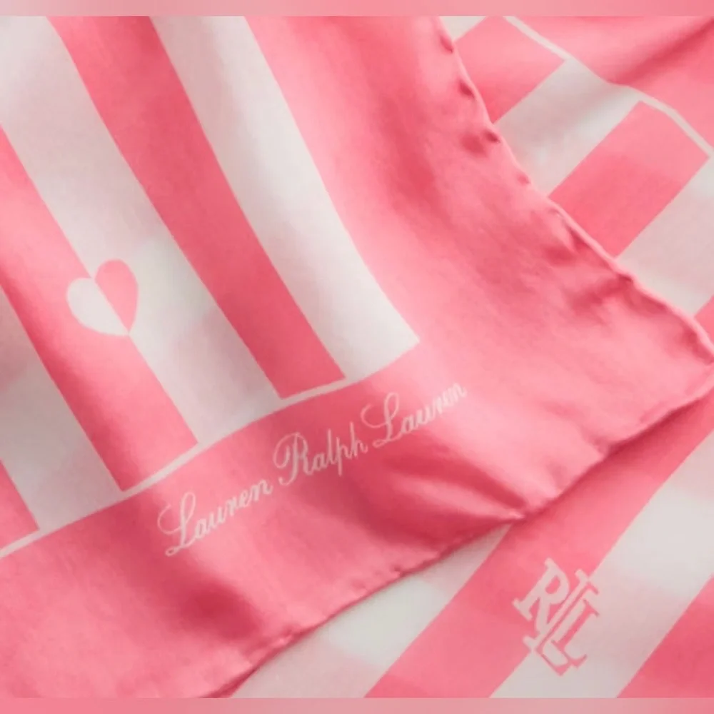 NWOT Ralph Lauren Julia Logo Striped Square Scarf
